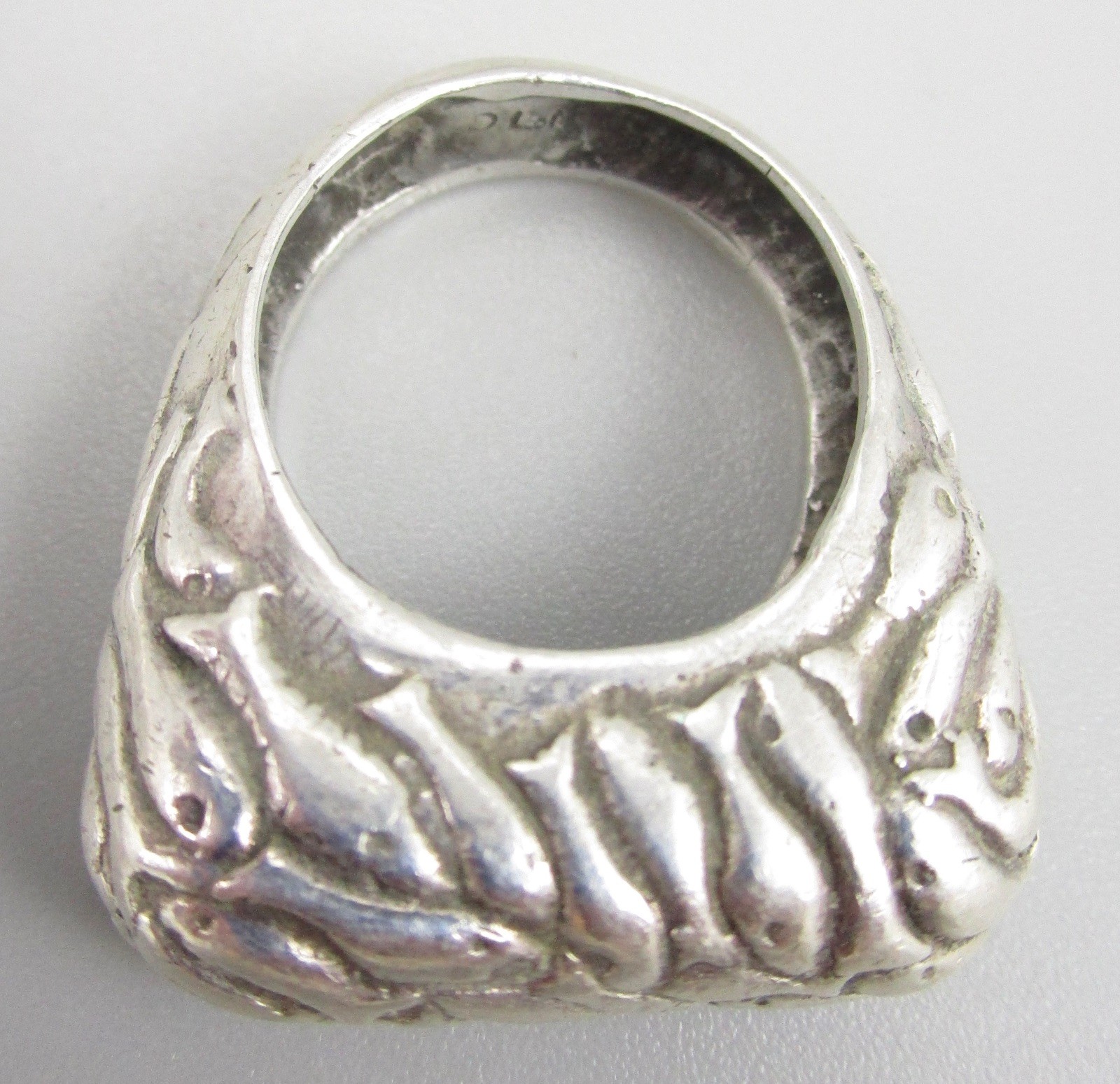 DIAN MALOUF STERLING SILVER FISH DESIGN STATEMENT STACK RING SZ 6.5