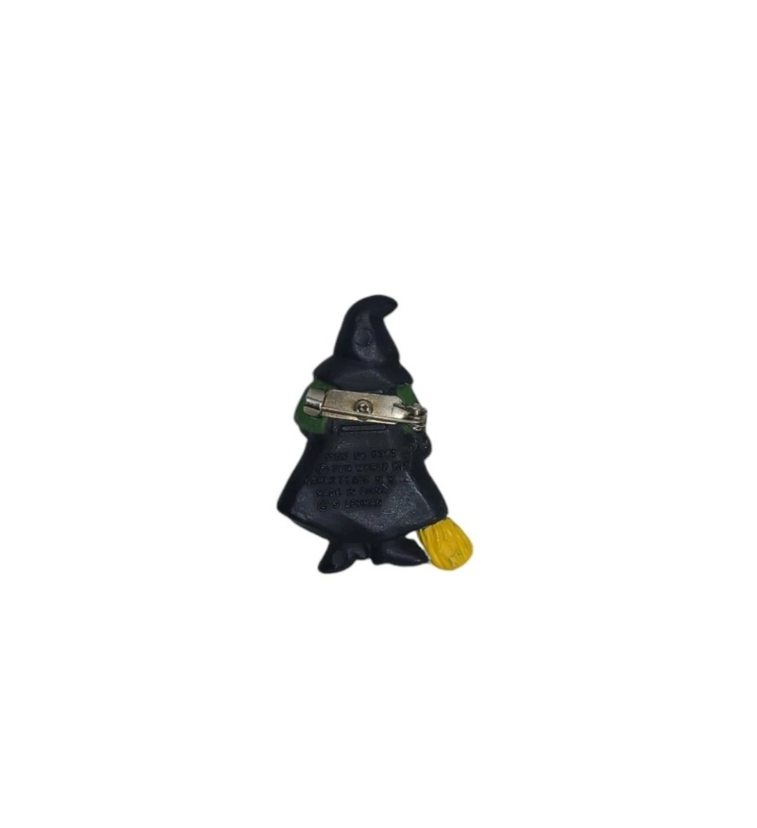 Vintage Fun World Pin Halloween Witch with Broom Lehmann 1980s Brooch