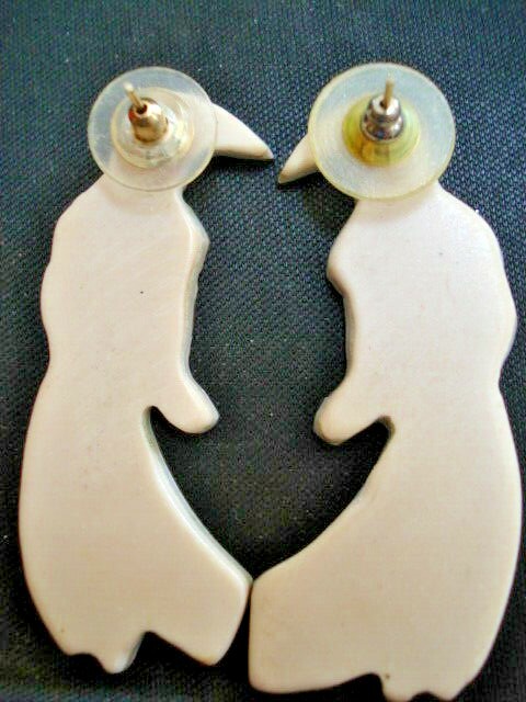 RARE Vtg. Halcyon & Hadley Inlaid Abalone & Mother of Pearl Bird Earrings