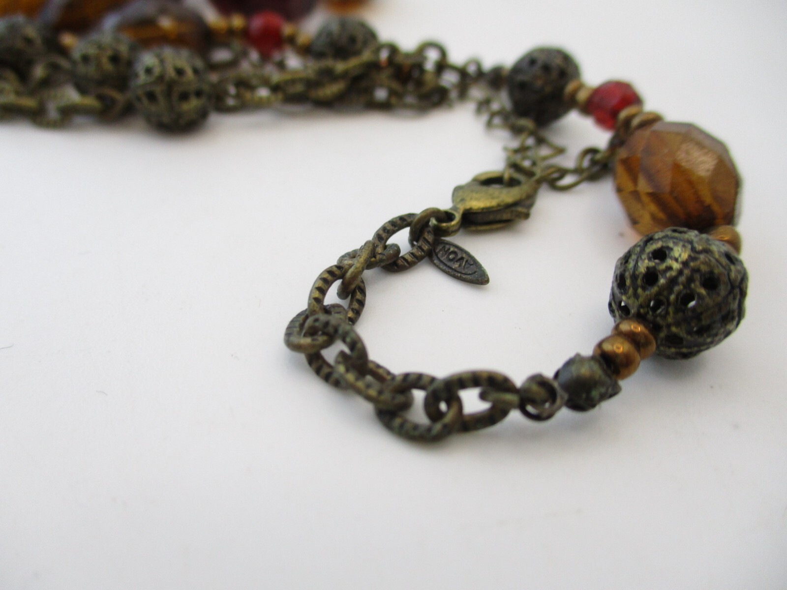 Vintage AVON Boho Acrylic Necklace Long 30″ + Fall Colors 5314