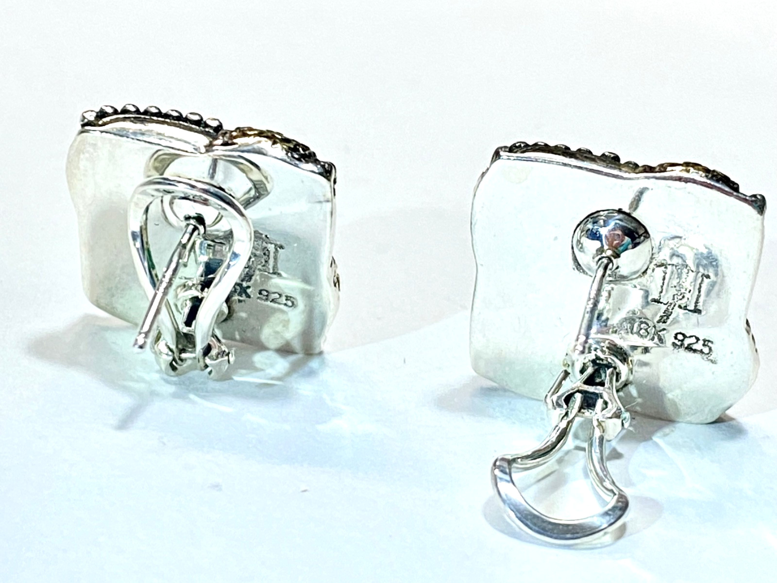 Vintage Sterling & 18k Gold John Hardy “The Dot Collection” Woven Earrings 3/4″
