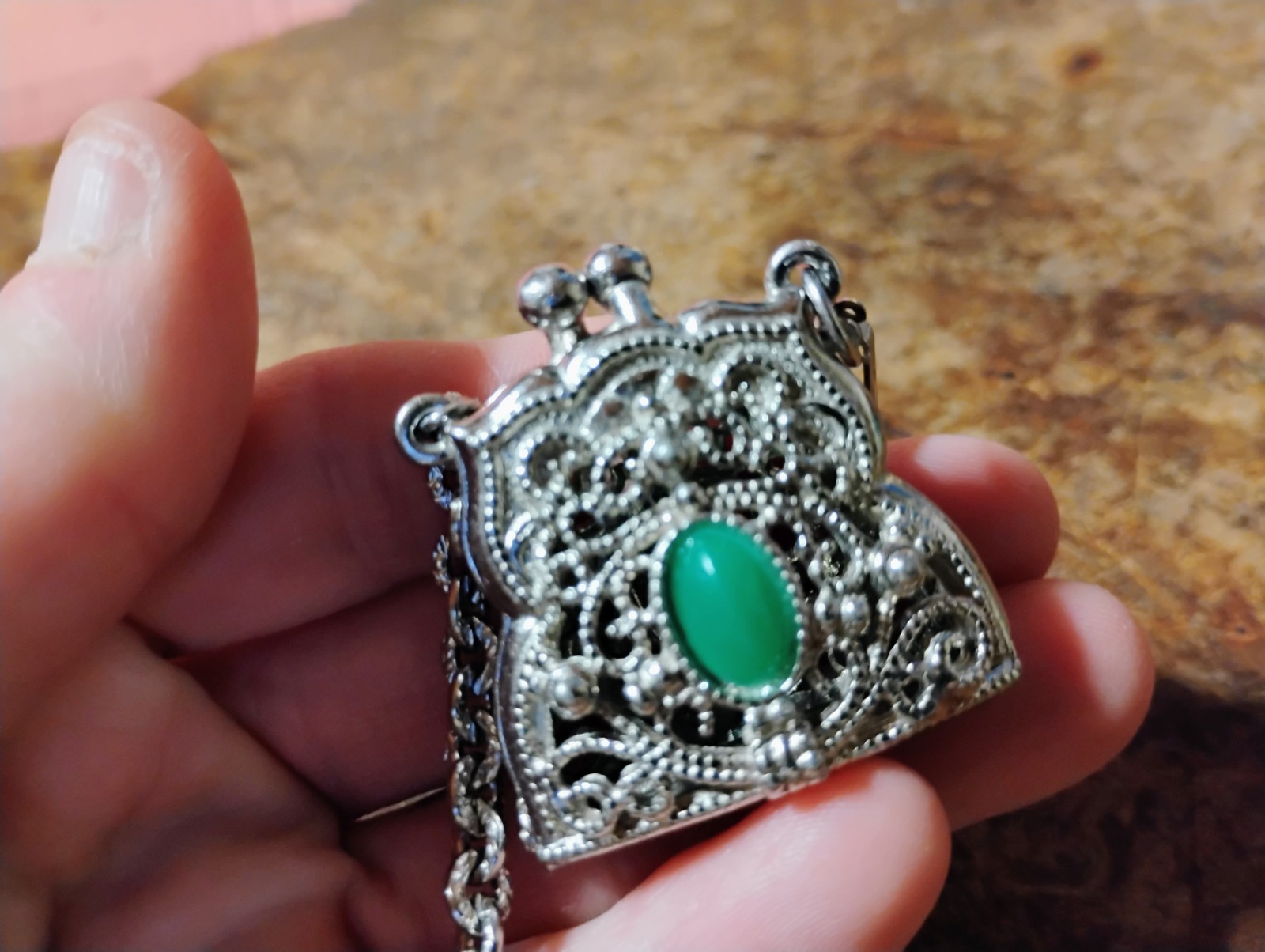 Unique Piece Silver Tone Filagree Coin Purse Not Sure If It’s A Pendant Or…