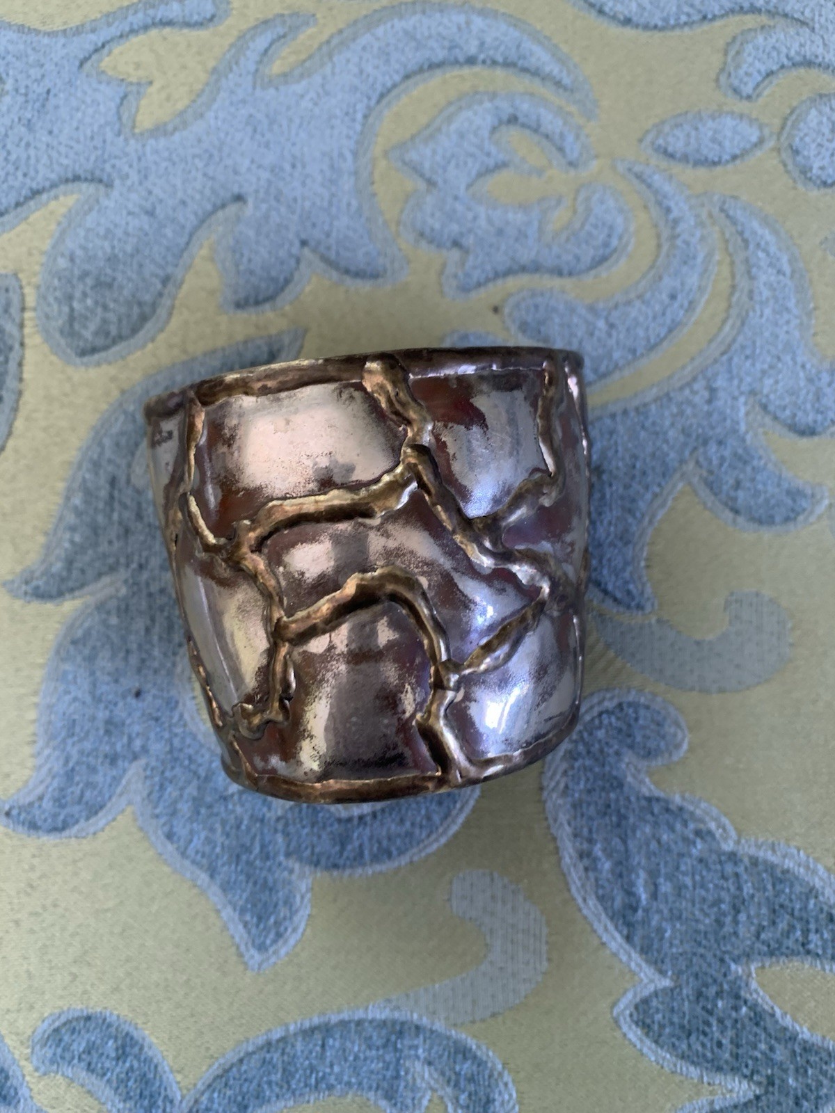Vintage Brutalist Hammered Brass/Copper/Metal Minimalist Cuff Bracelet Boho