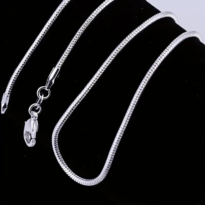 BRAND NEW 22″ SILVERTONE EURO-STYLE SNAKE CHAIN NECKLACE WITH LOBSTER CLAW CLASP