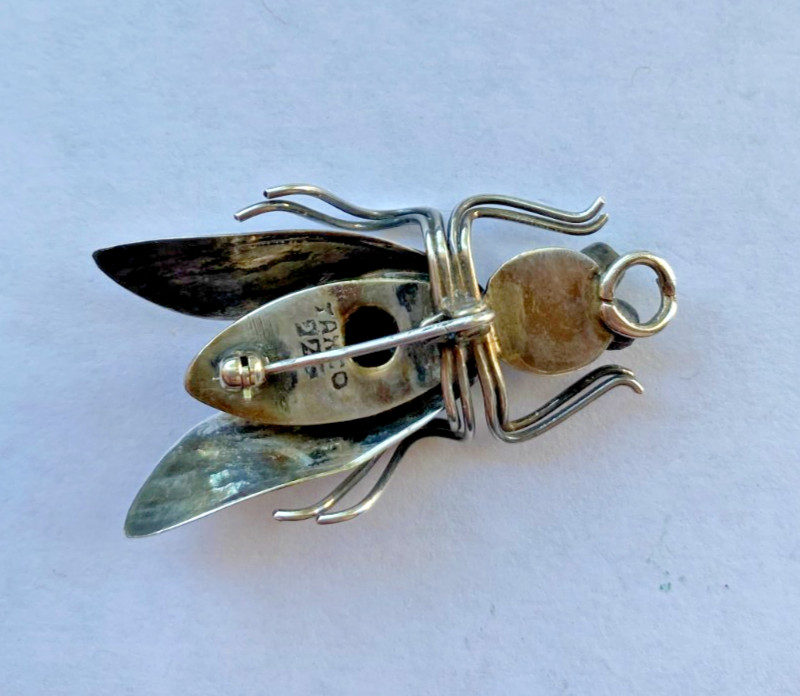 Vintage Sterling Silver Signed Taxco 925 Insect Bug Pin Brooch 1.75 Inches Long
