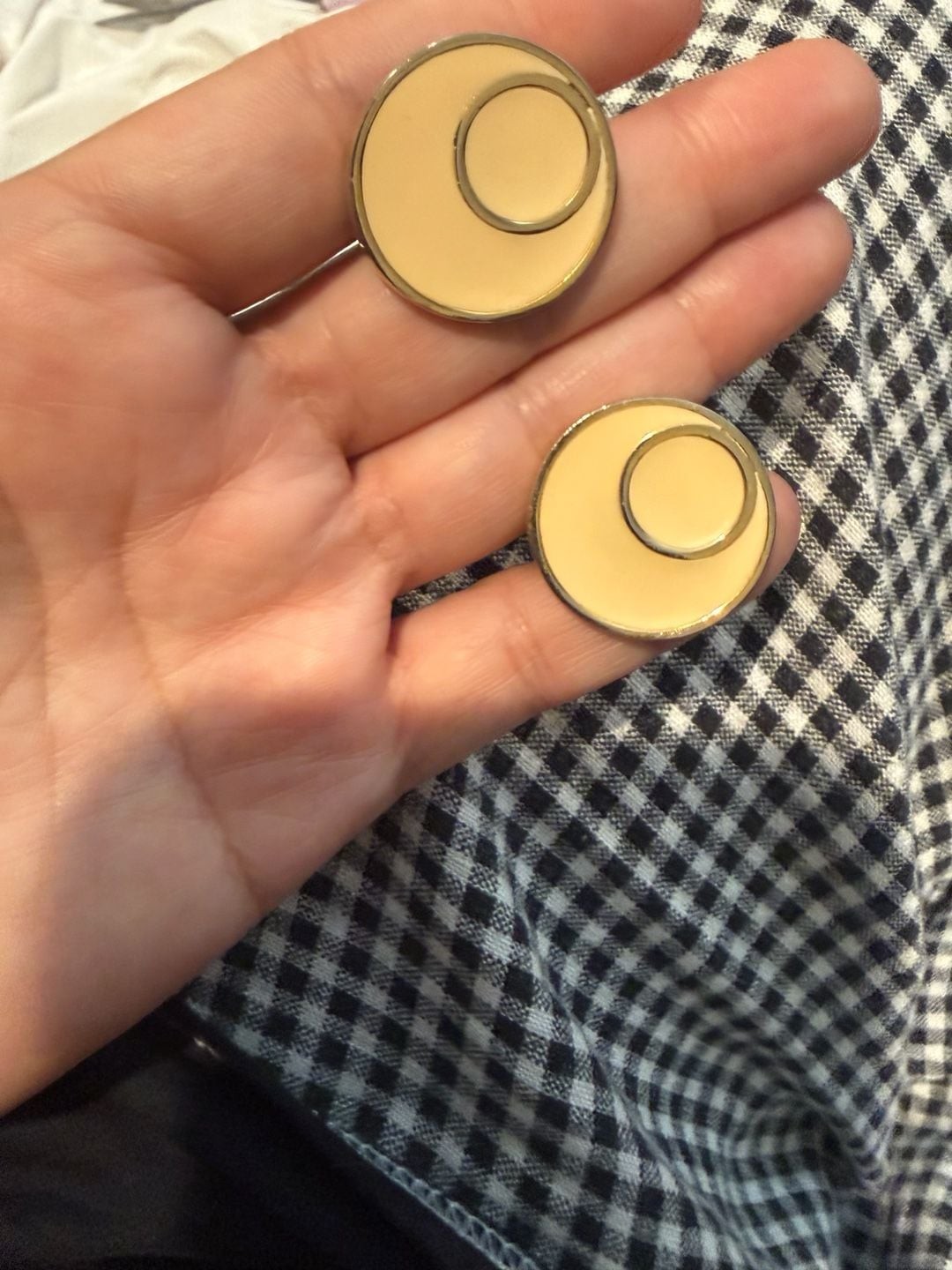 Vintage Napier Gold Tone Enamel Circle ScrewbackEarrings