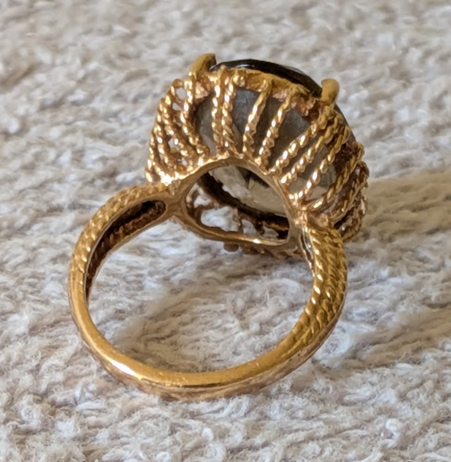 10k Solid Gold Filagree Citrine Cocktail Ring Sz 4.25 Tested 4.3 grm
