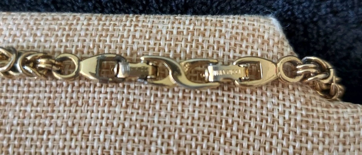 Nina Ricci Vtg Signed Byzantine Chain Necklace Gold Plated 17, 18″ w Extender