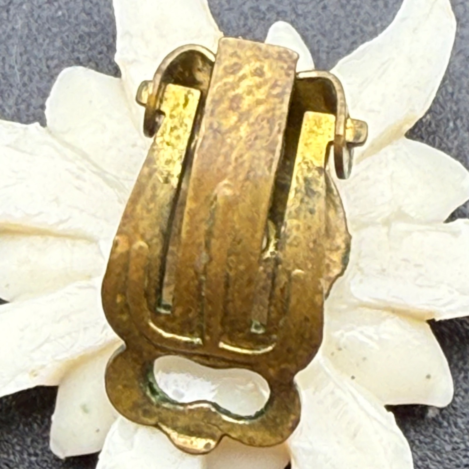 Vintage Edelweiss Clip On Earrings Alpine Flower Swiss German Austrian Celluloid