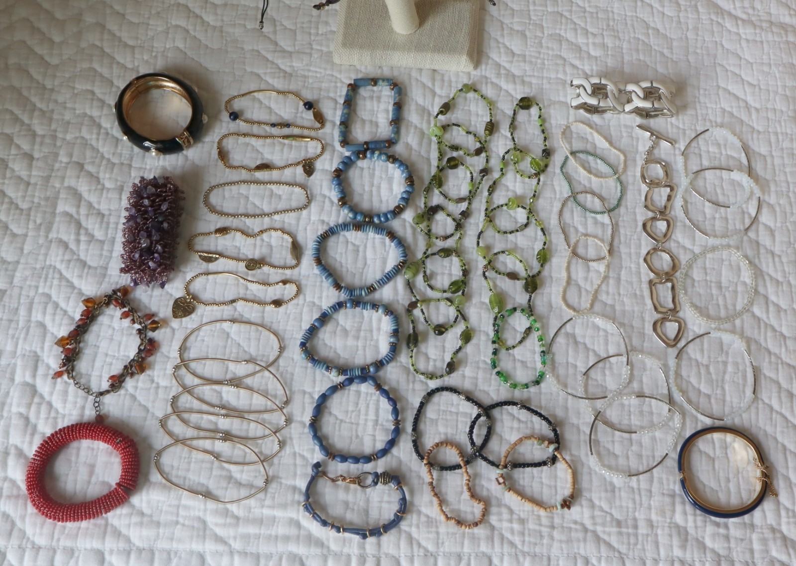 Mix Jewelry BRACELETS 66+ pc Lot, 3 Lbs,wearable, some with semi-precious stones
