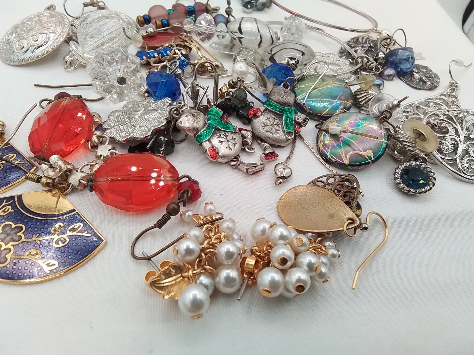 20 LOT B ESTATE VINTAGE SETS PIERCED EARRINGS CHANDELIER DANGLE HOOP FRENCH HOOK