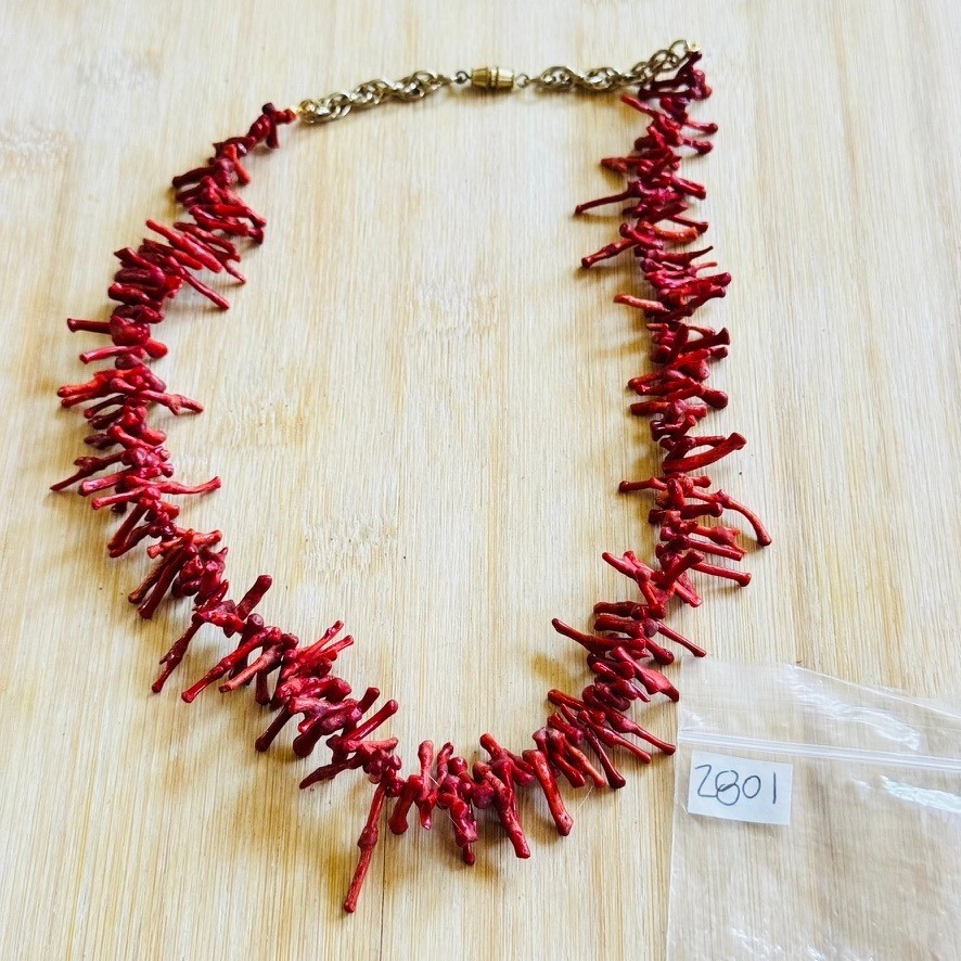 VTG Mediterranean Salmon Red Branch Coral Natural Necklace Genuine 20″ 34g Italy