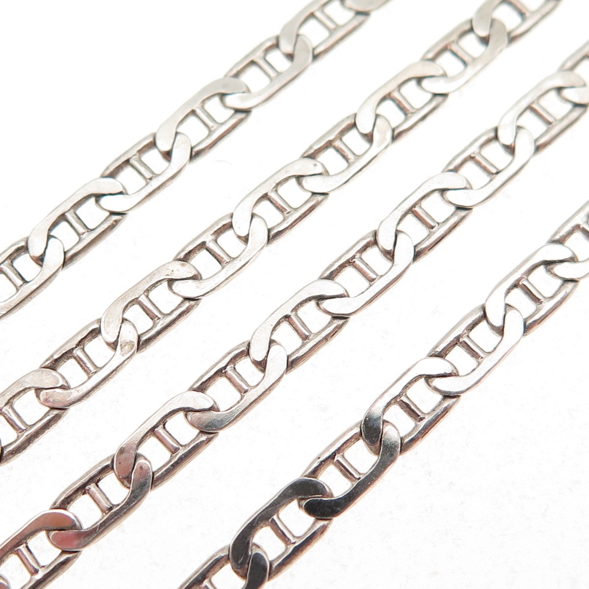 925 Sterling Silver Vintage Italy Anchor Mariner Chain Necklace 18″