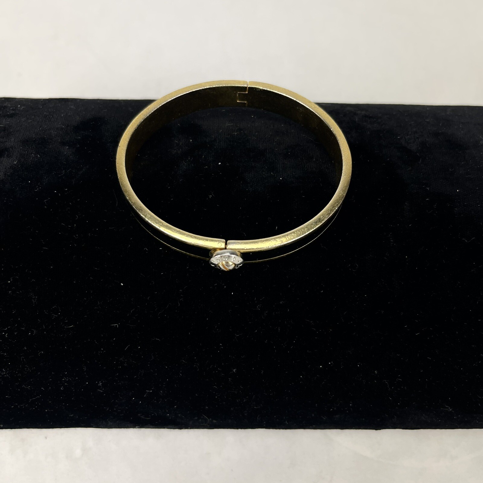 Vintage HENRI BENDEL Black & Gold Hinged Bangle Bracelet