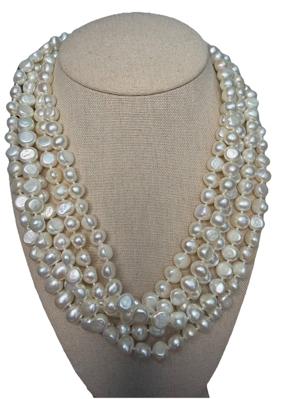 Long Strand of Fresh Water Pearls Hand Knotted Necklace No Clasp