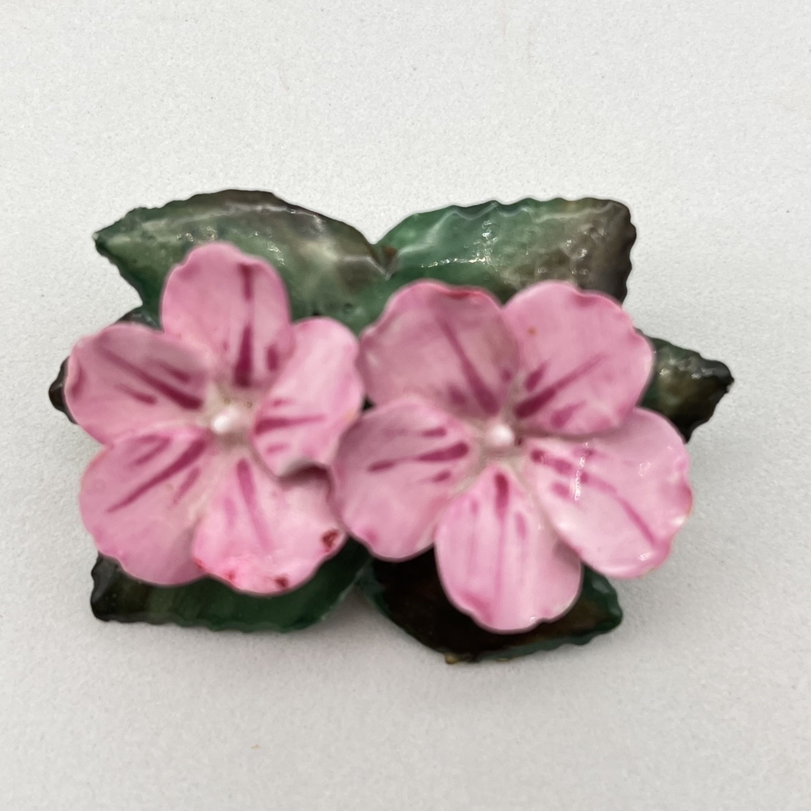 Vintage Porcelain Flower Brooch Lot of 2 Colorful Pins Made in England