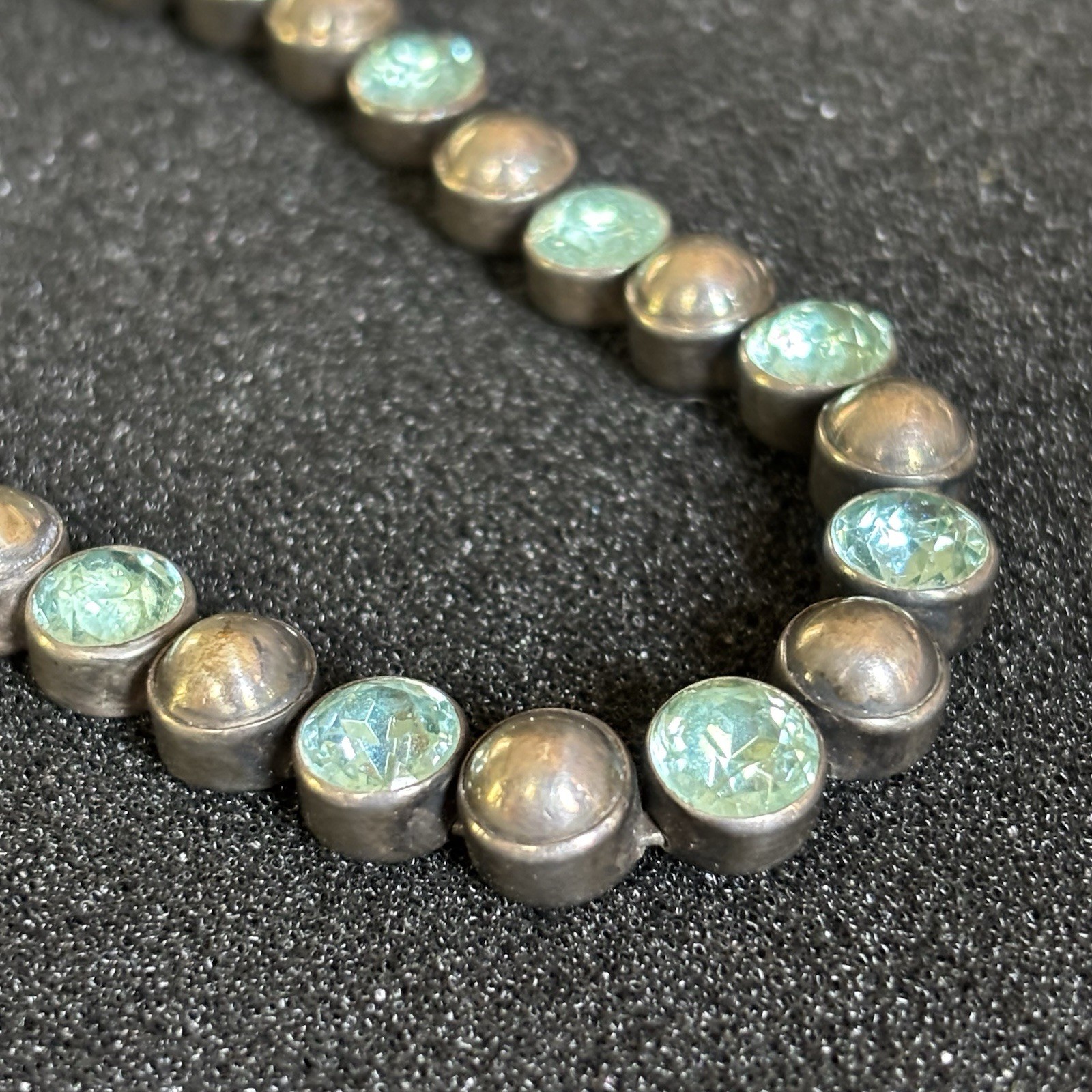 Vintage Sterling Silver Necklace 44g Silver Beads and Blue Stones for Collectors
