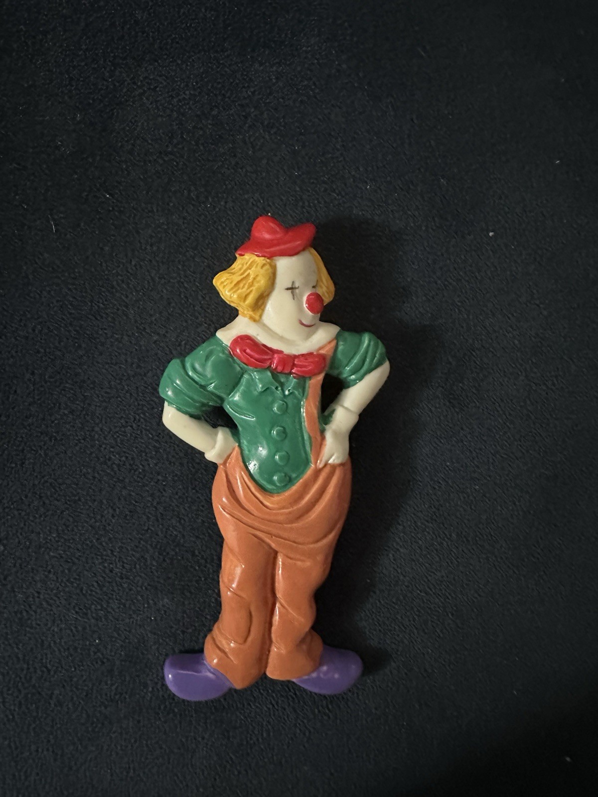 Vintage Deco Carved or Molded Hard Plastic Clown Jewelry Brooch Pin Collectible