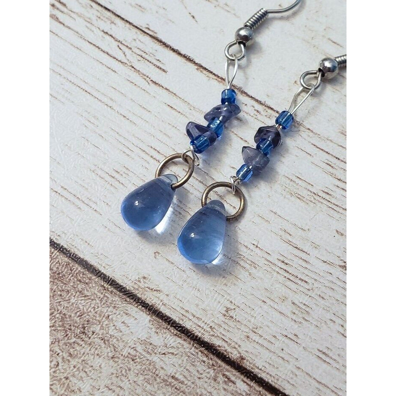 Vintage Earrings for Pierced Ears – Long Blue Dangle Earrings