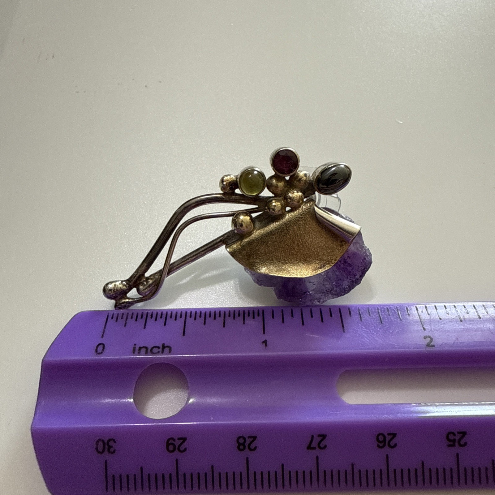Vintage Artisan Amethyst Geode Sterling Silver Pierced Earrings