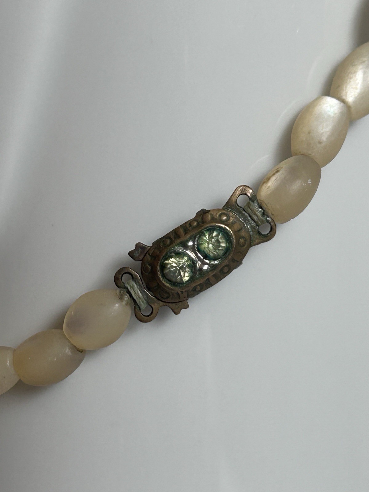 Antique Art Deco MOP Balamuty Choker Necklace Ornate Box Clasp 40s