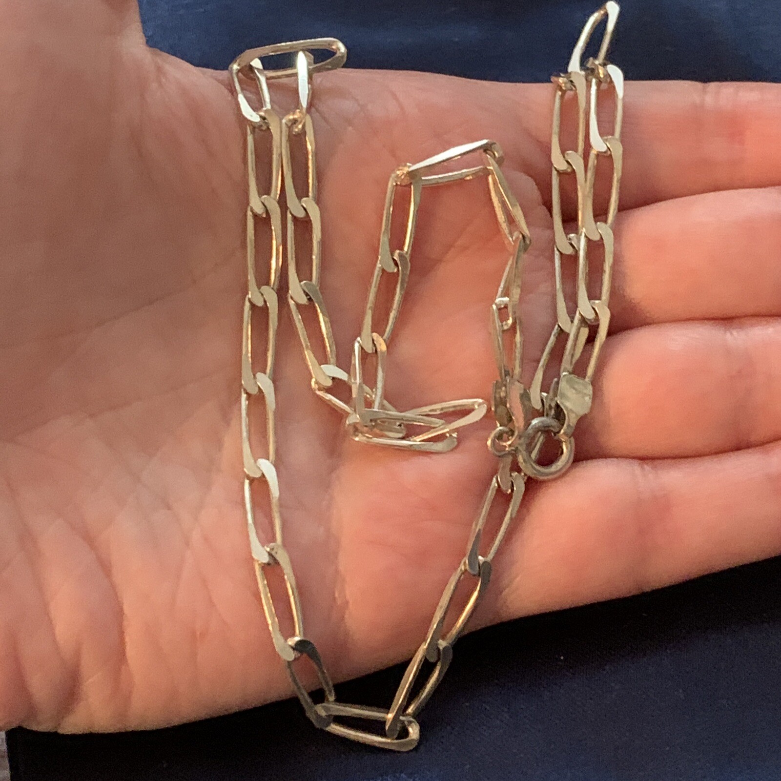 VTG 925 STERLING SILVER OVAL INTERLOCKING CHAIN LINK NECKLACE DESIGNER STYLE