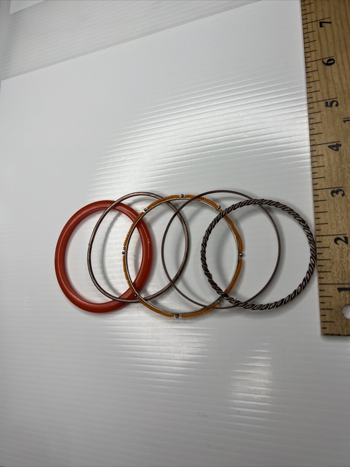 H1 Lot Orange Multicolor bangles Resin Metal Boho Hippie Glam Retro bracelets