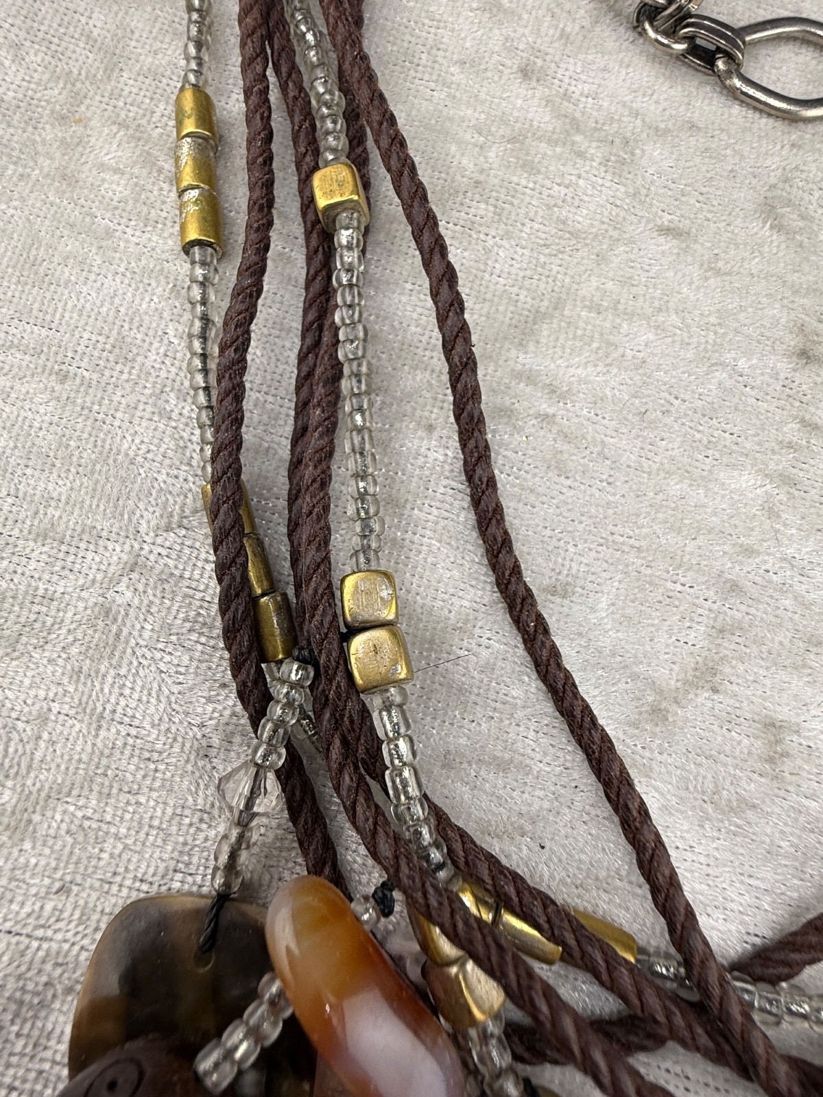 Boho Layered Fringe Necklace Pierced Earrings Set 20”