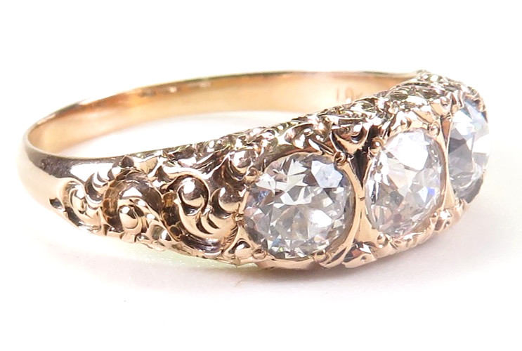 Antique 1920’s European Diamond Engagement Ring 10K Rose Gold 9 UK-R1/2 EGL USA