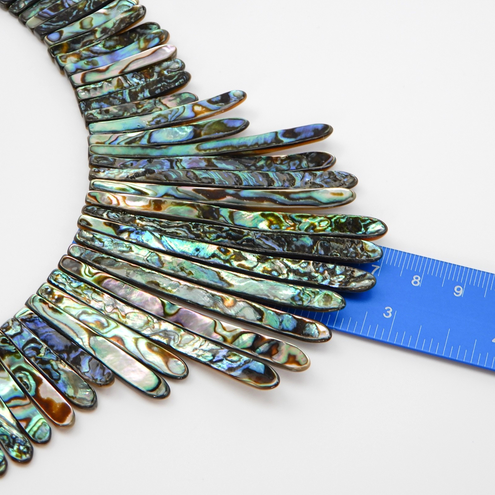 SAJEN Abalone Mother-of-Pearl MOP Necklace Reversible Choker Graduated Spike Bib