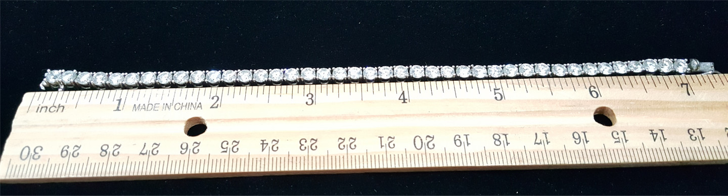 Classic 4mm Simulated Diamond 925 Sterling Silver Tennis Bracelet Chain Vintage