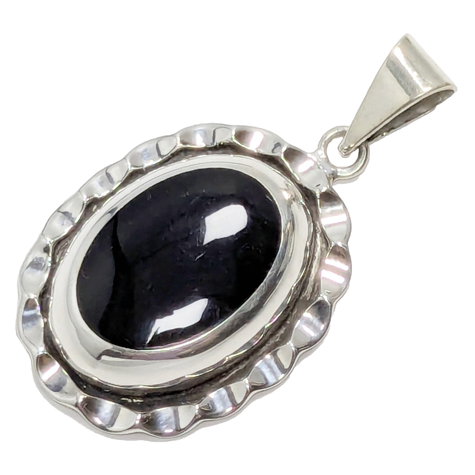 925 Mexico Sterling Silver Black Onyx Pendant 16 grams Preowned