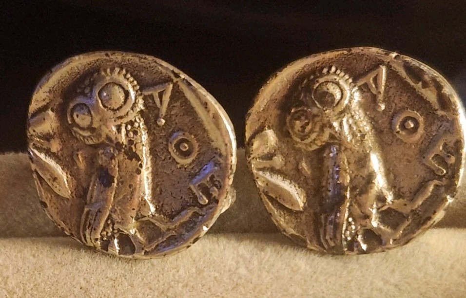 ALVA Studio Greek Coin Owl Earrings
