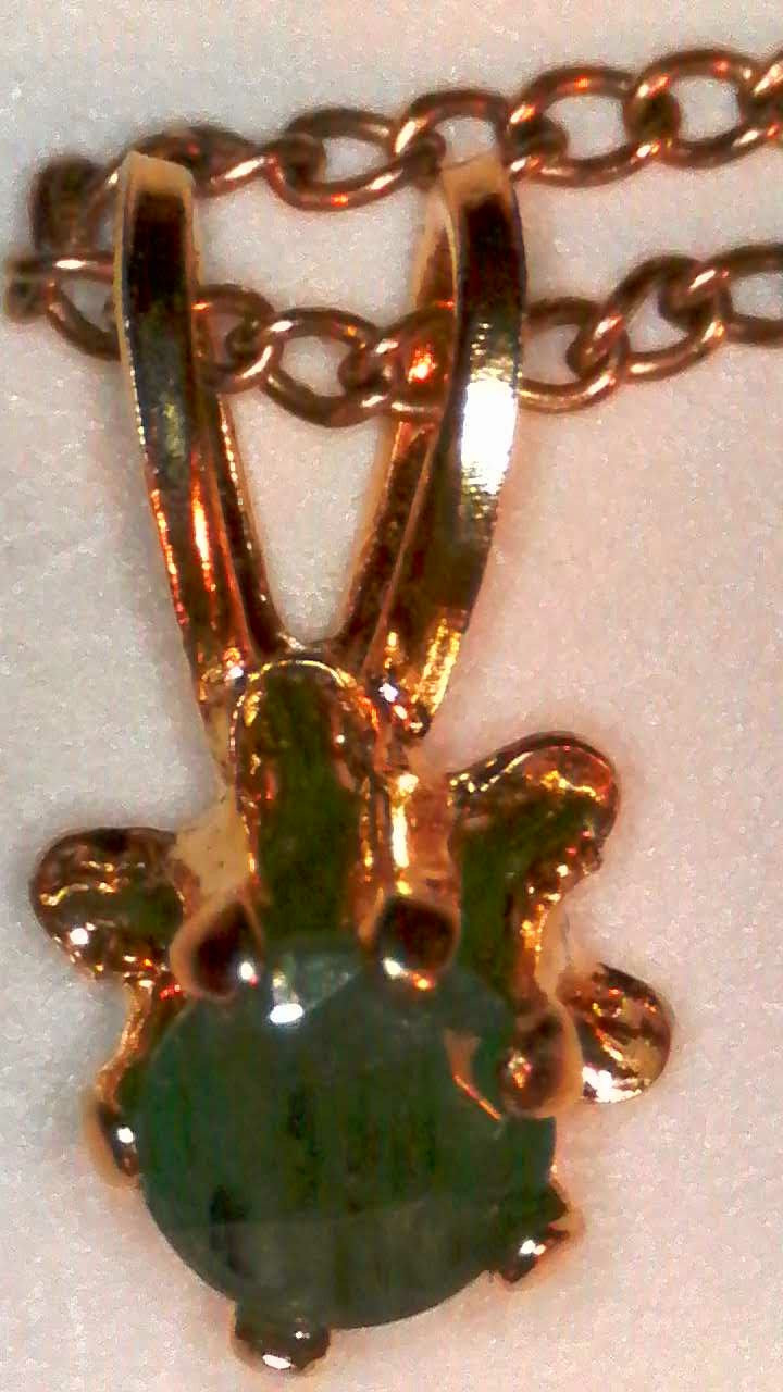 VTG 1/2- 12K GF Yellow Gold Chain With Emerald Chip 18″~1.10g~May Birthstone