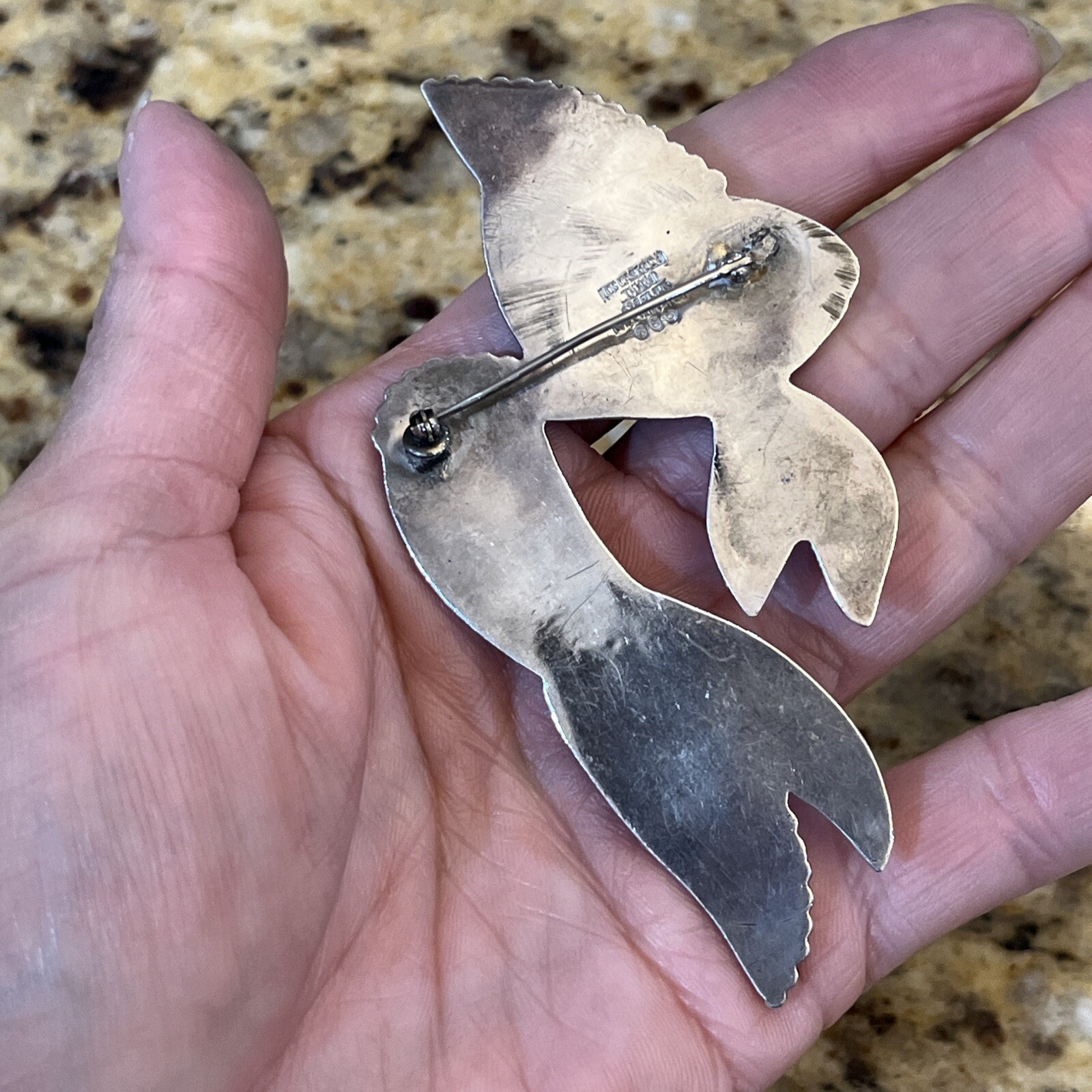 Vintage Los Castillo Sterling Silver Fish Brooch