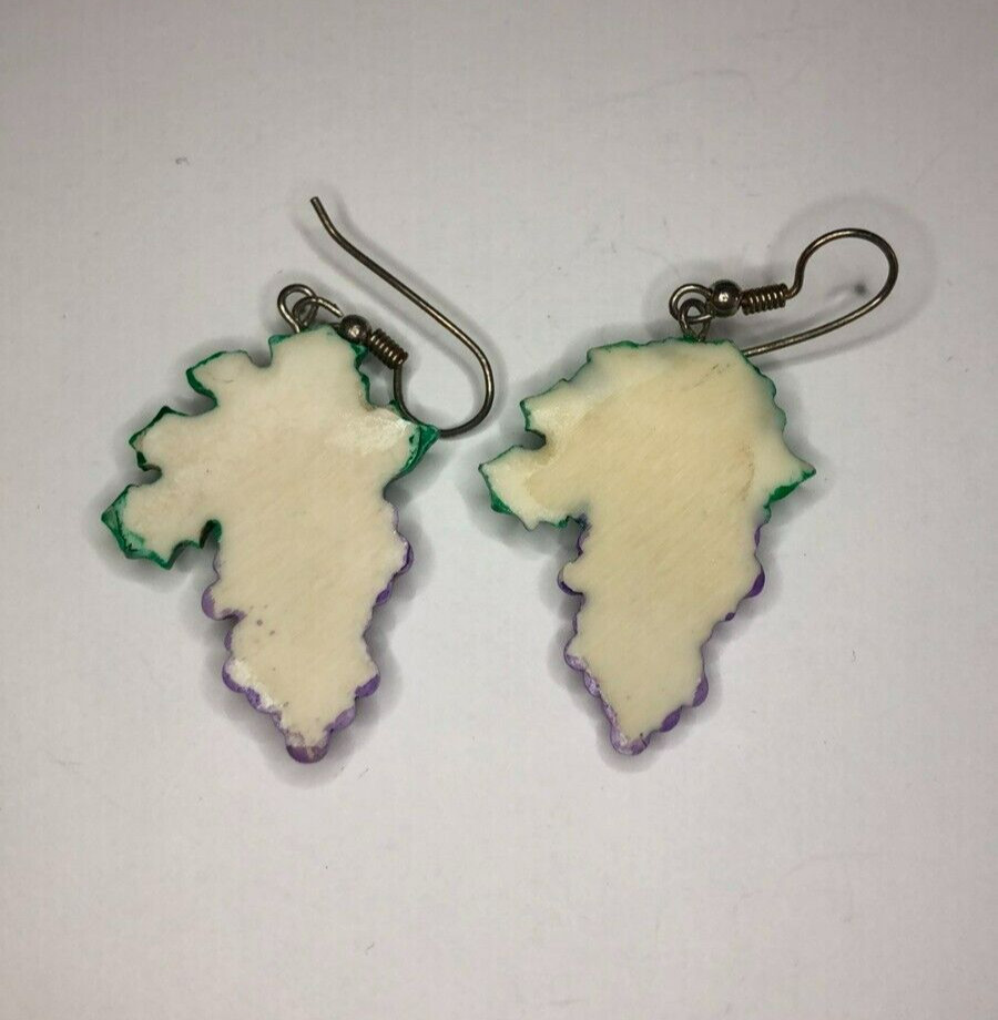 Vintage Bunches of Grapes Statement Dangle Earrings Painted Plastic