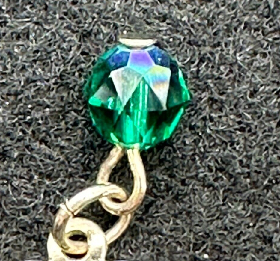 Happy Birthday May Green Birthstone Silver Tone Plaque Hanging Charm Pendant