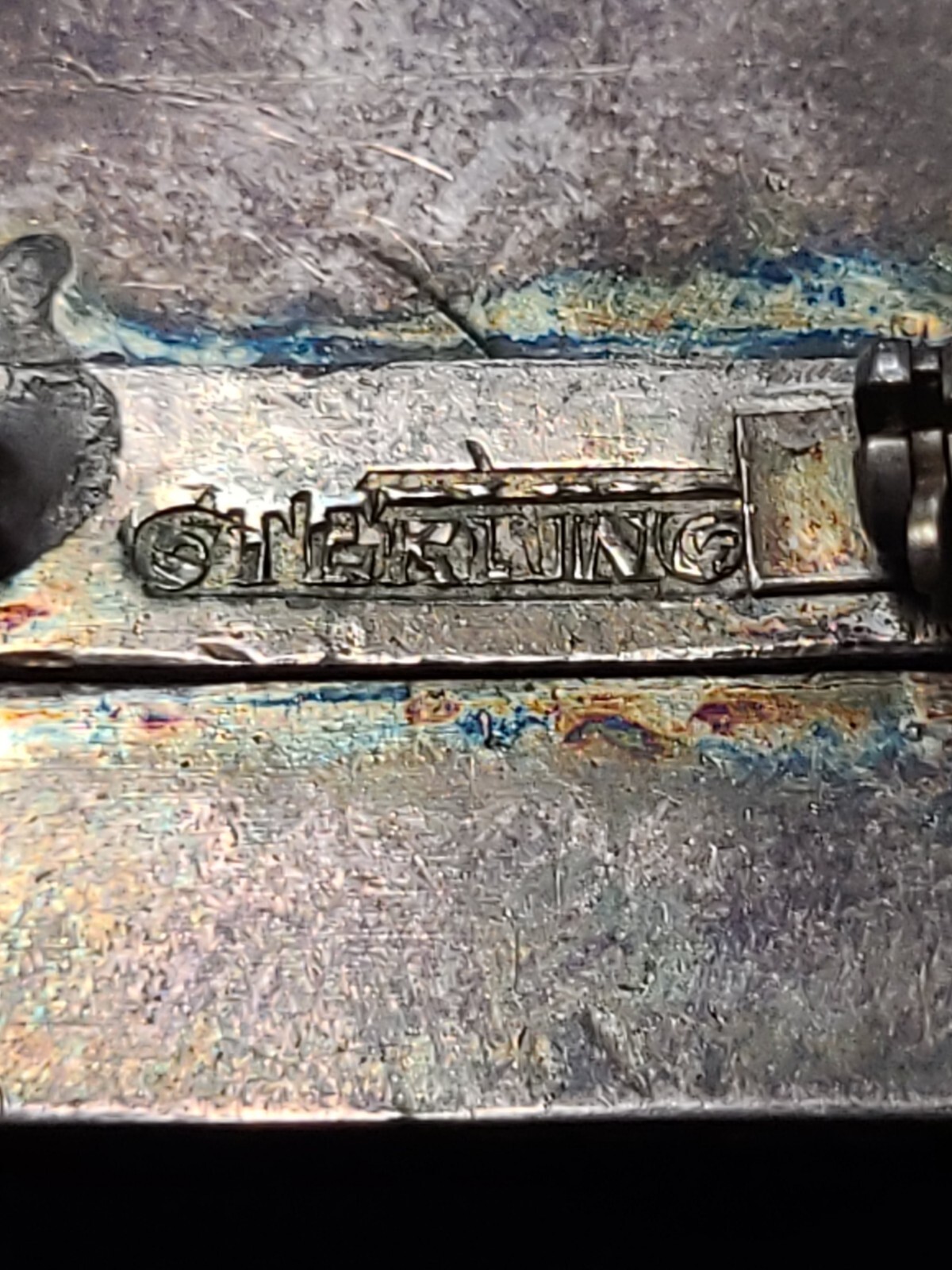 Old Brooch About 1″ Square , Looks To Be Stamped Sterling Spelled Out