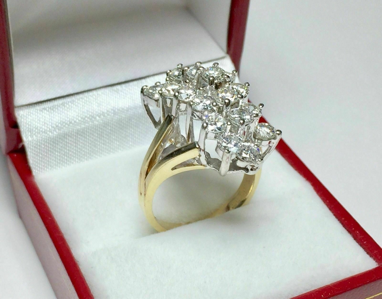 4.10 Ct White Diamond Art Deco Vintage Engagement Ring 14K Yellow Gold FN
