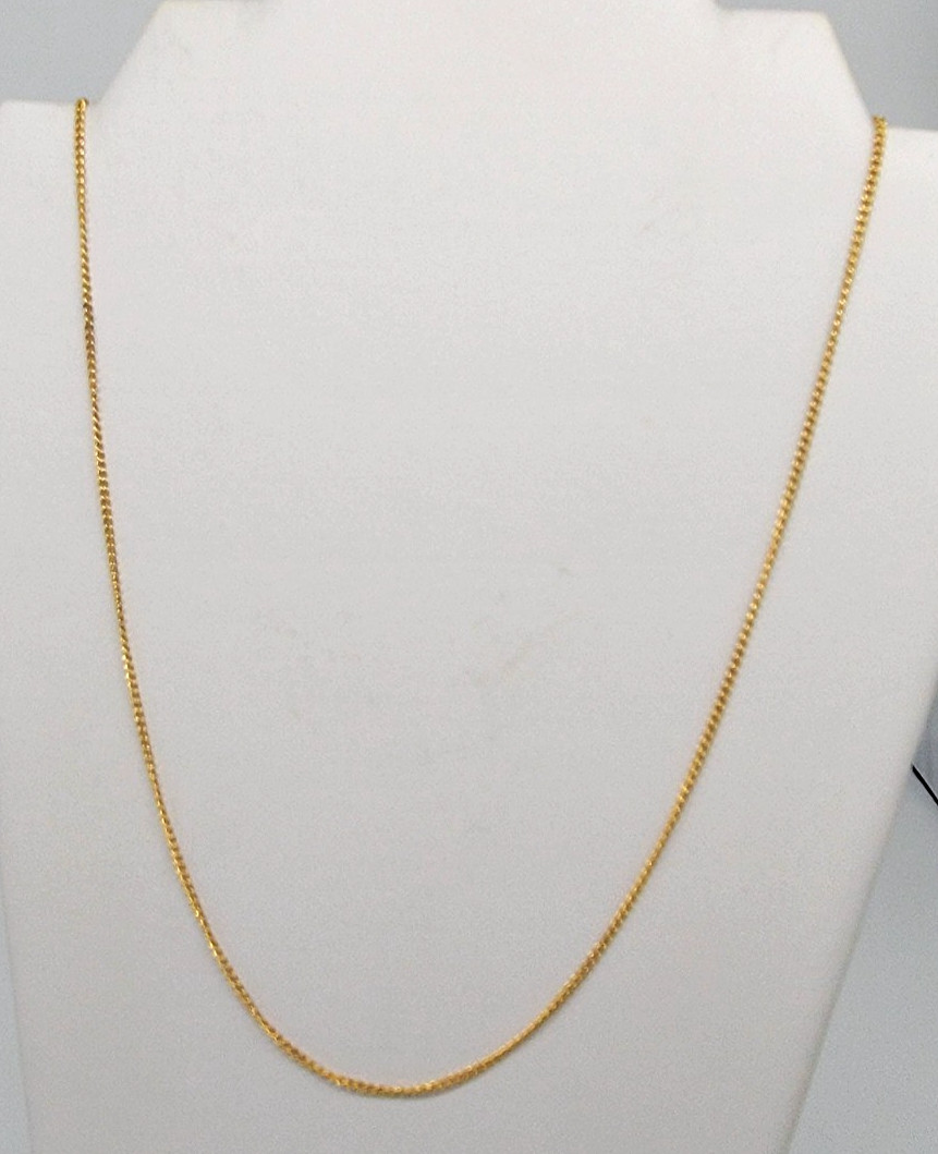 Gold Tone 23.5″ Thin Curb Link Chain Necklace Delicate Minimalist Barrel Clasp