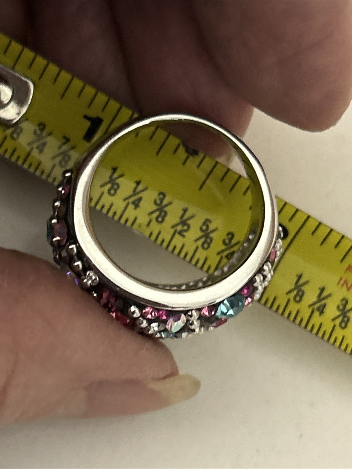 Vintage INox 316L Stainless With Multicolor Faceted “Crystals,Gems, Or ?” Ring
