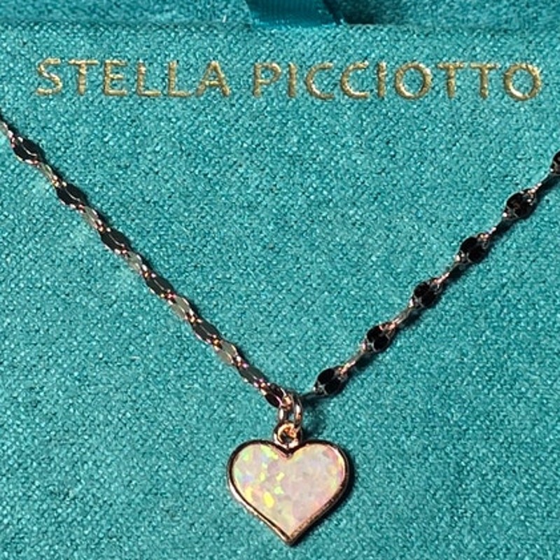 Stella Picciotto Opal Heart Necklace 925 Sterling Silver NWT Classic Romantic
