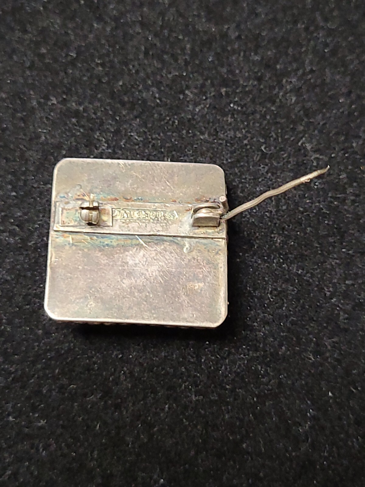 Old Brooch About 1″ Square , Looks To Be Stamped Sterling Spelled Out