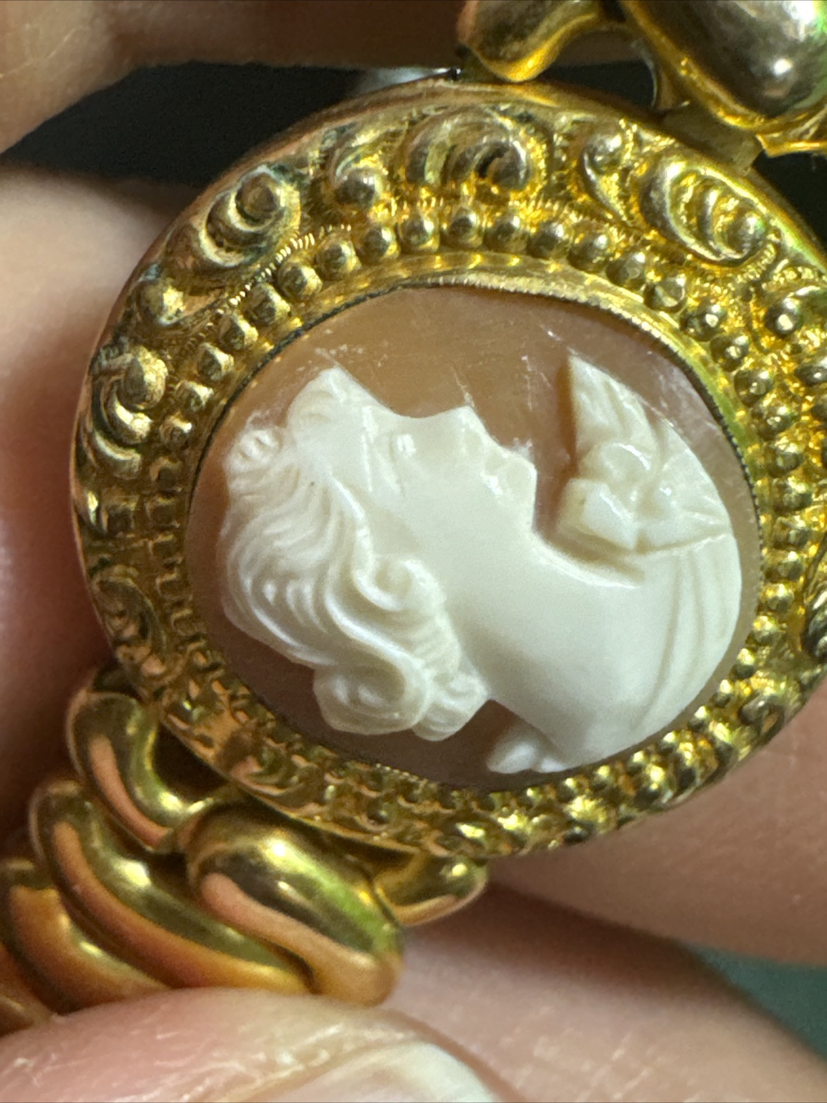 Vtg Pitman & Keeler American Queen Cameo Expansion Sweet Heart Chocker Necklace