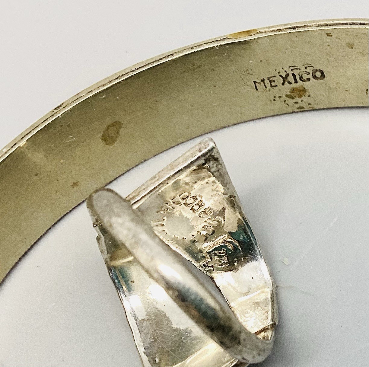 VTG Signed Alpaca~MEXICO~Brass, Silver Tone, Abalone Jewelry Lot~REPAIR or PARTS