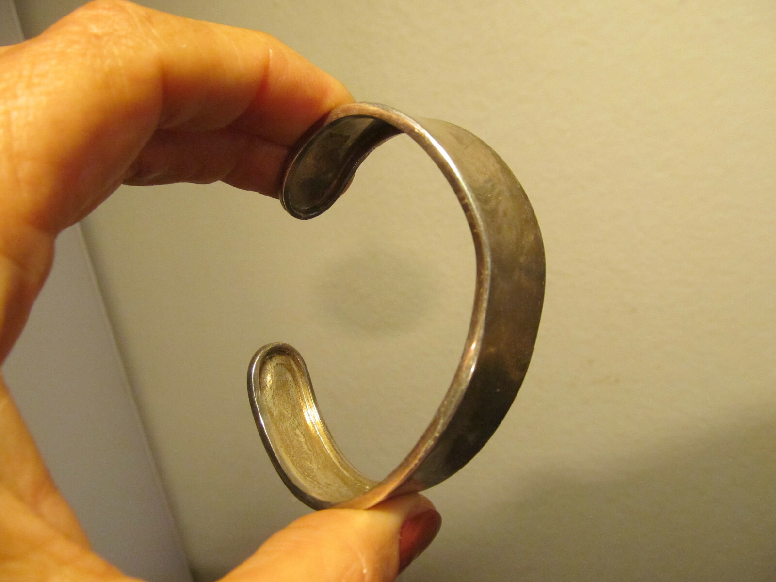 Vintage 925 Sterling Silver Wavy Pattern Band Cuff bracelet 21.4g