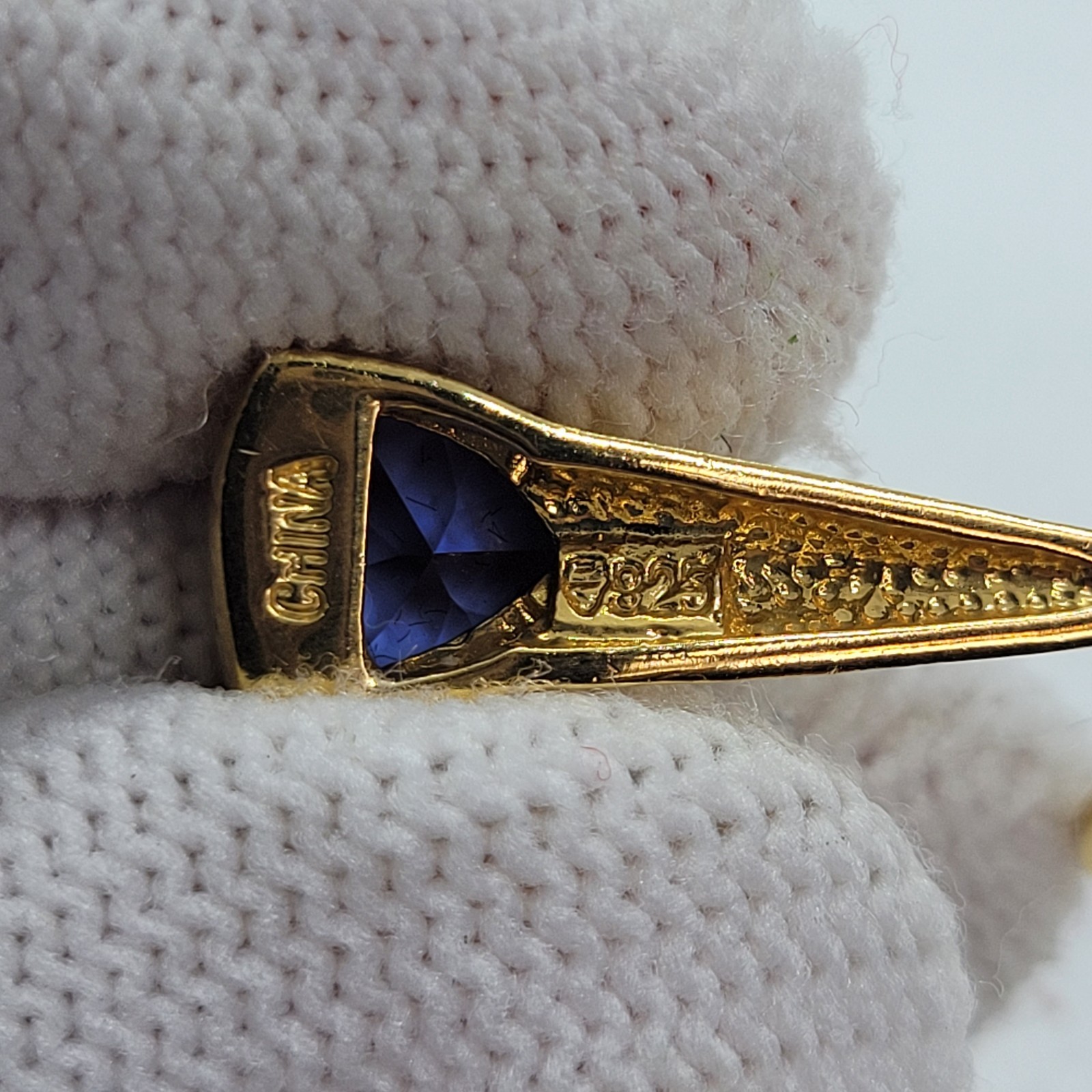Vintage Sterling 925 Earrings Bracelet Ring Set Simulated Tanzanite Trillion Cut