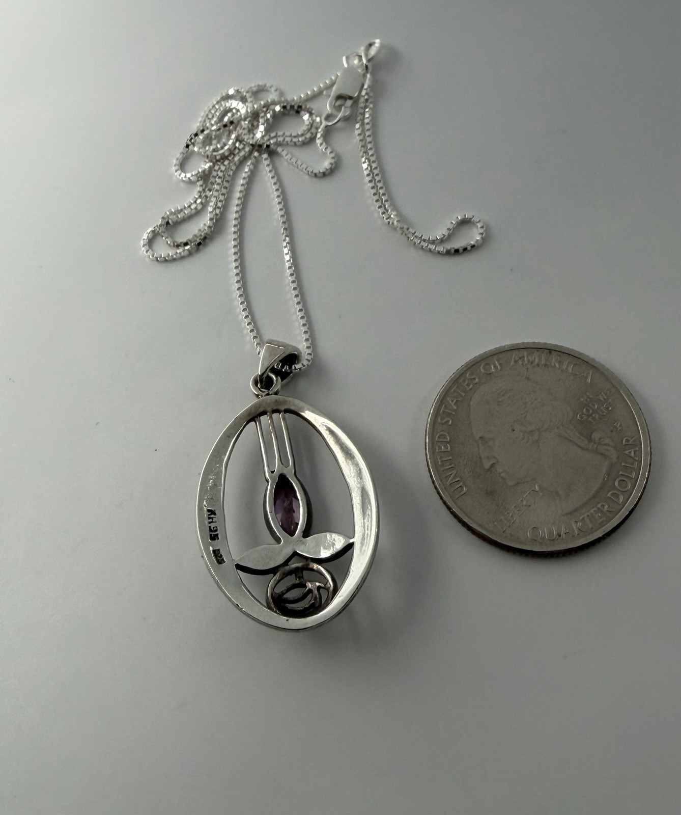 Vintage Glasgow Rose Amethyst Silver 925 Pendant Necklace Kit Heath 95