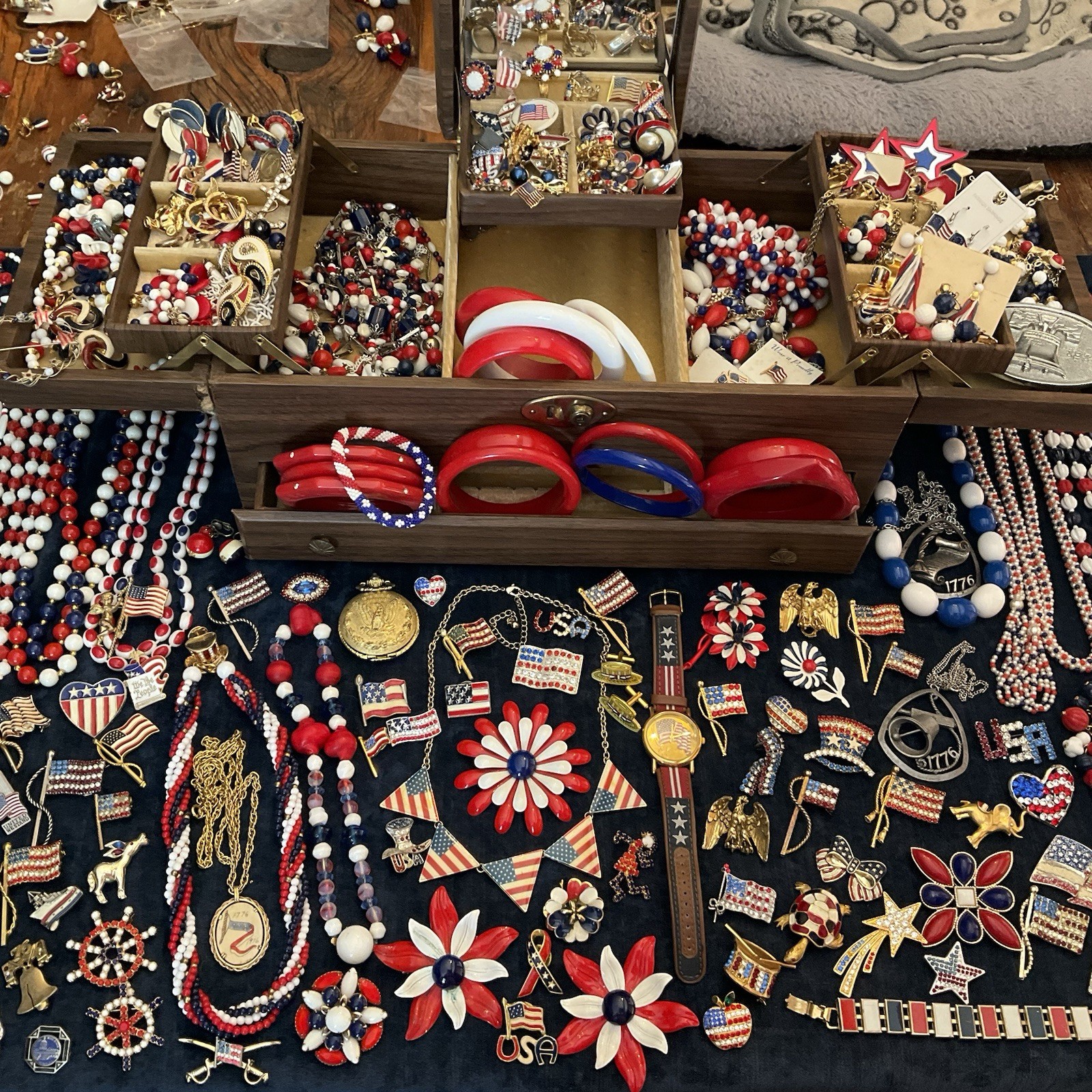 Vintage Lot Patriotic Forth Of July Red White Blue Jewelry Sarah C Monet Emmons