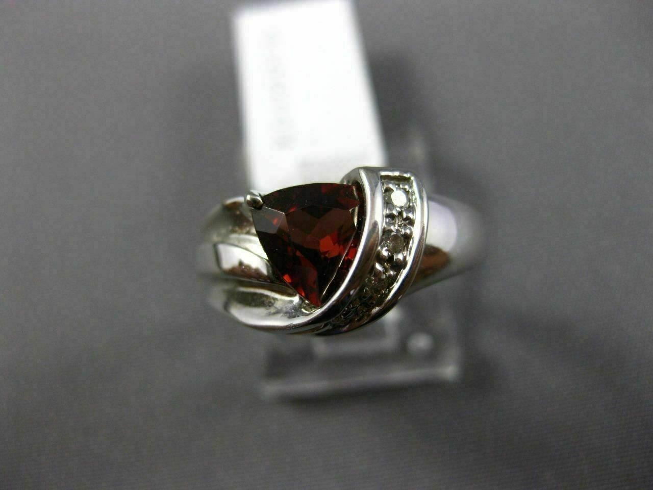 ESTATE 1.53CT DIAMOND & AAA TRILLION CUT GARNET 14KT WHITE GOLD 3D LOVE FUN RING